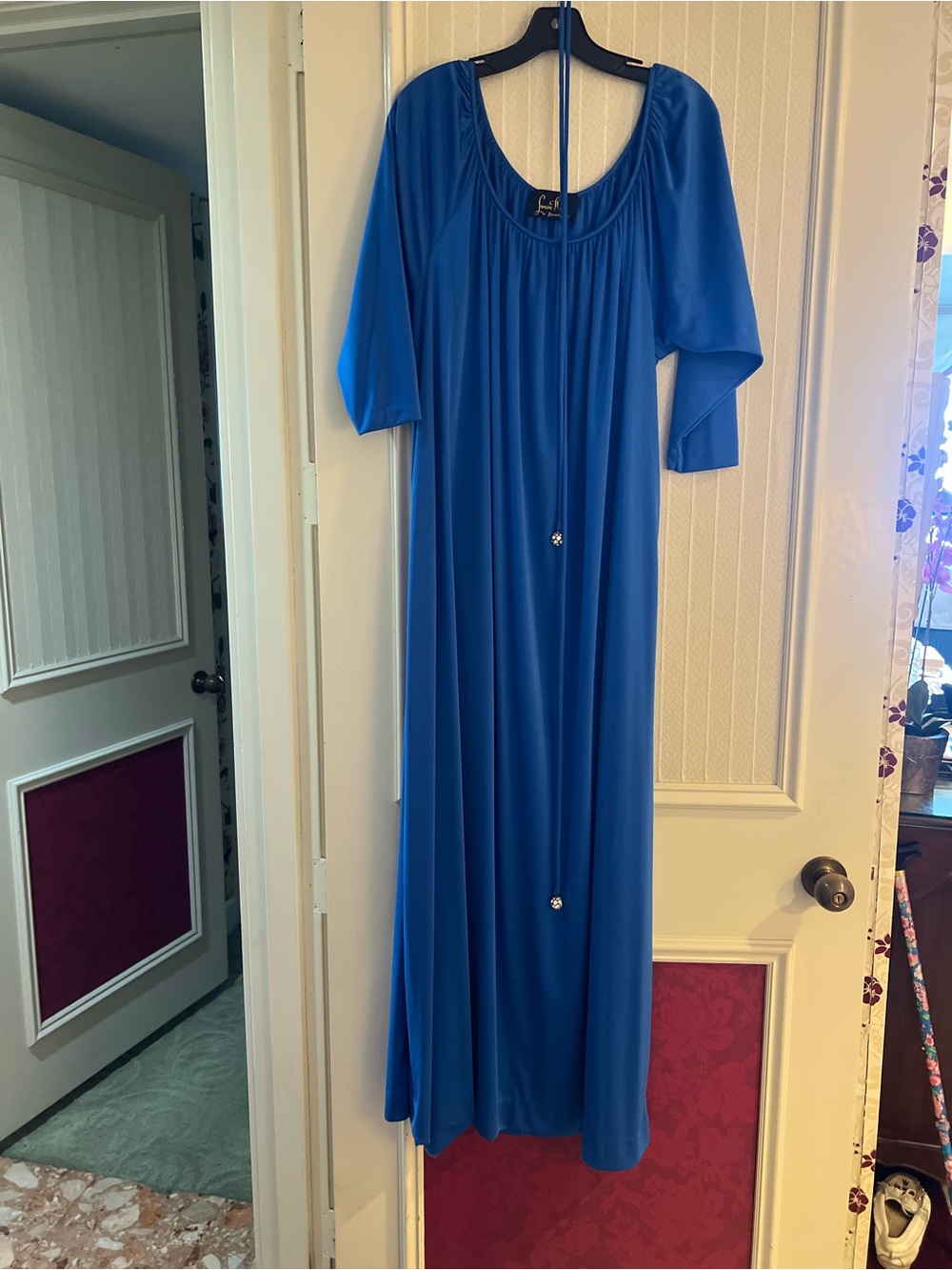 Women's Royal Blue Maxi Dress with Scoop Neck